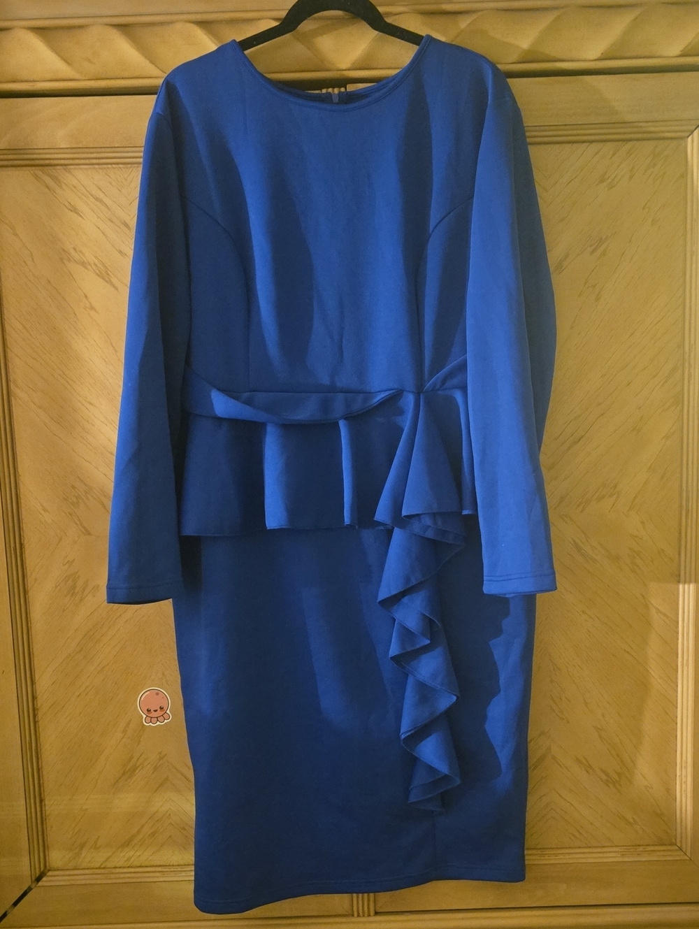 Elegant Royal Blue Peplum Ruffle Dress